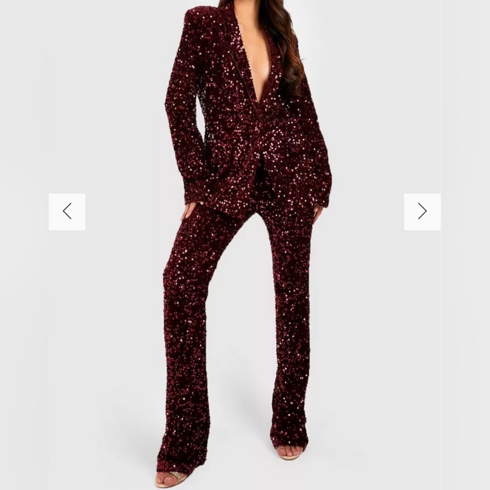 Velvet sequin flare pants